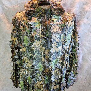 3D Ghillie Suit Top Sniper Train Leaf Jungle Forest Hunting Camouflag One size